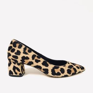 kate spade Madlyne Leopard Pointed Toe Calf Hair Block Heel Pump